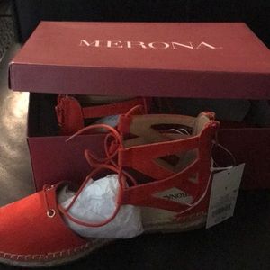 Red closed toe sandal espadrilles 8